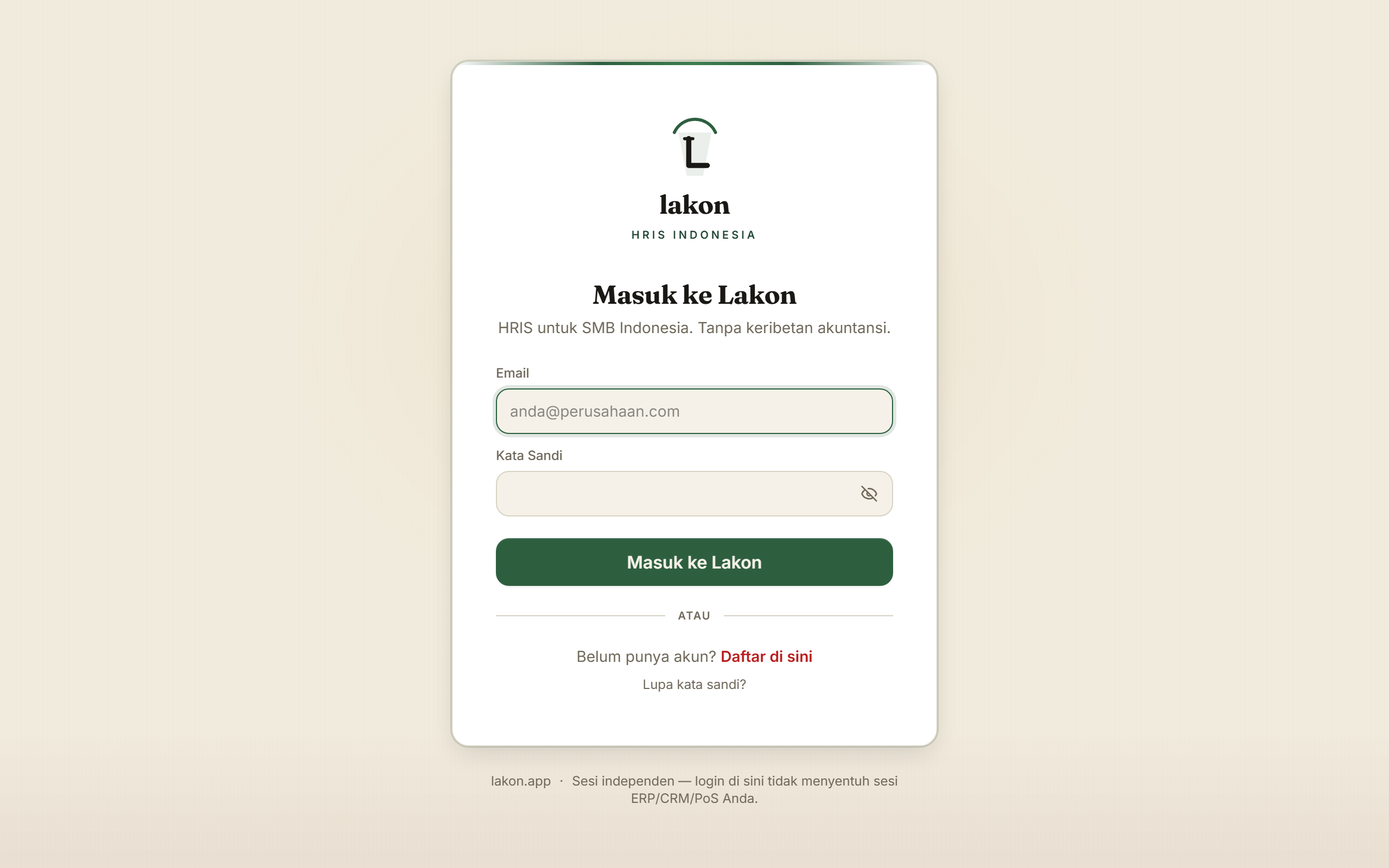 Lakon HRIS sign-in